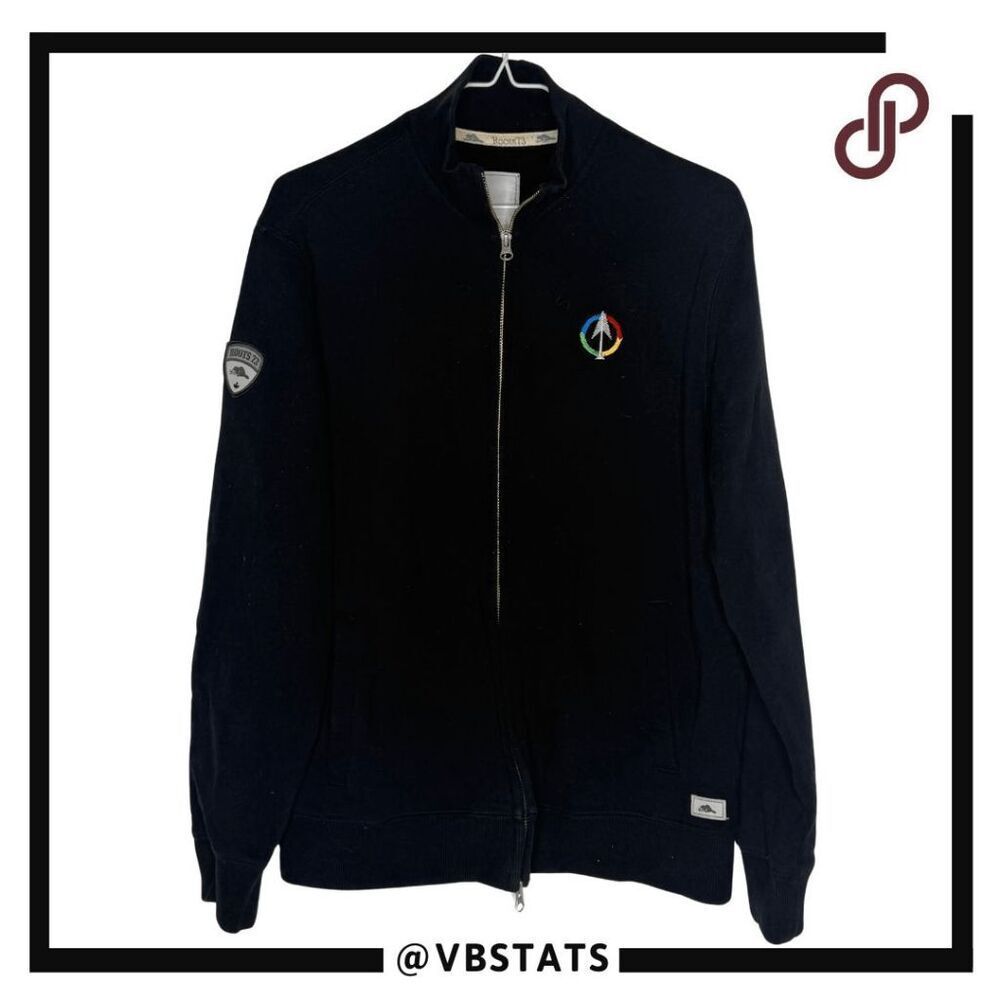 Roots 73 Men's Cotton Blend Long Sleeve Full Zip Fleece Jacket Black‎ Small